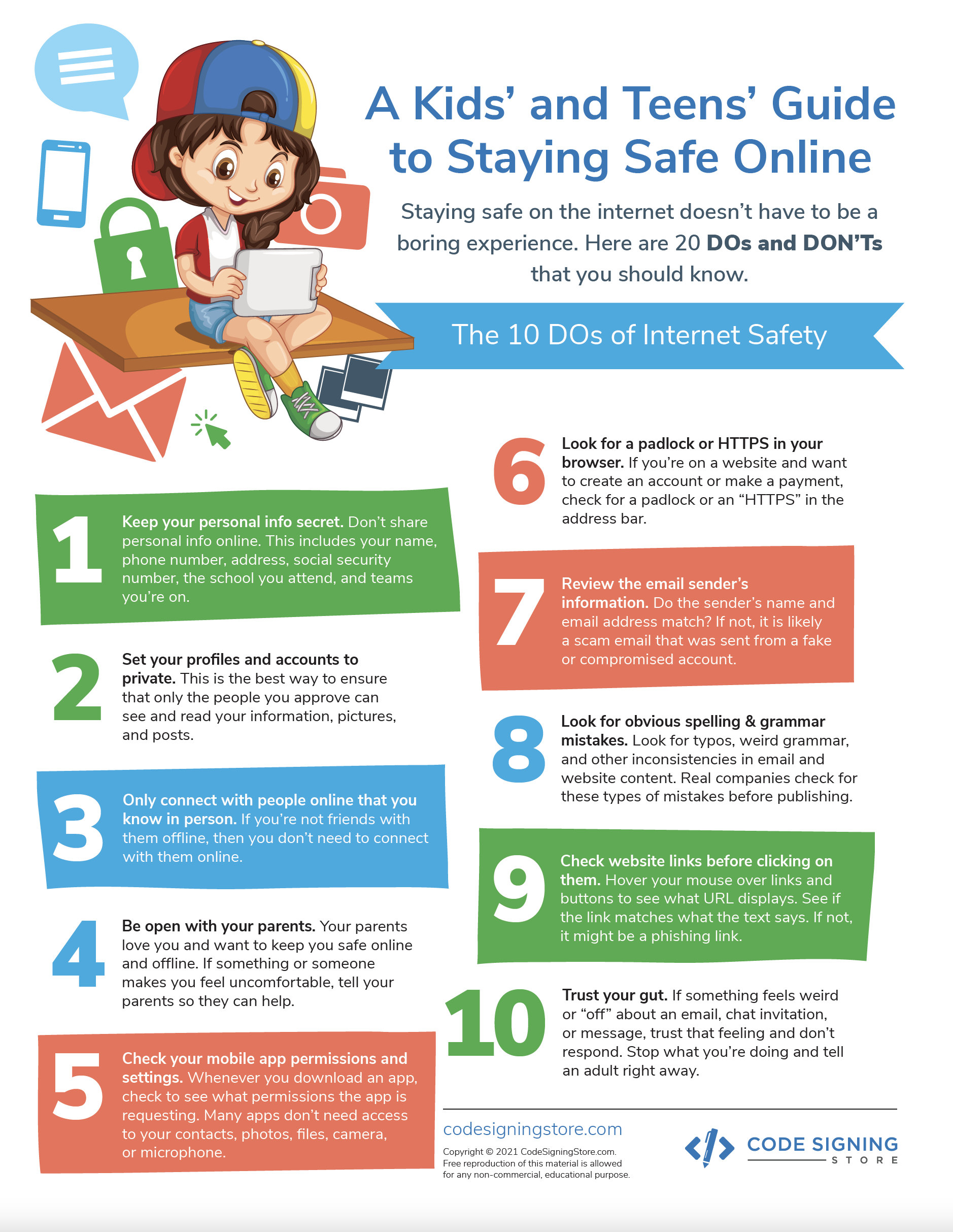 Dos and Donts of Internet Safety printout