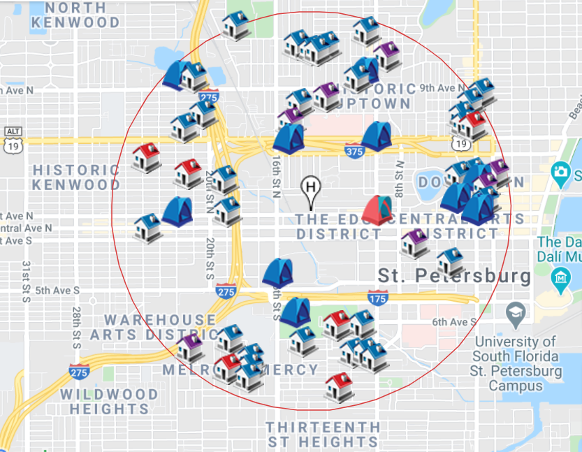 Image of a map with houses