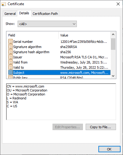 ssl certificates verified business information