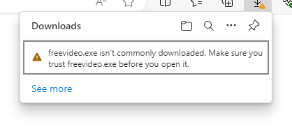 A screenshot of the Windows Defender message that displays when you try to download software from an unknown publisher using Microsoft Edge.