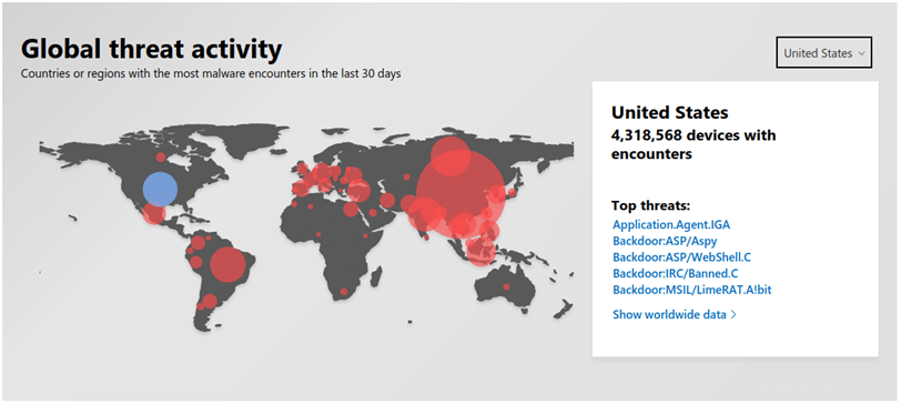 microsoft global threat activity statistics us