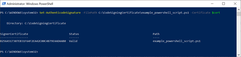 how to sign powershell script