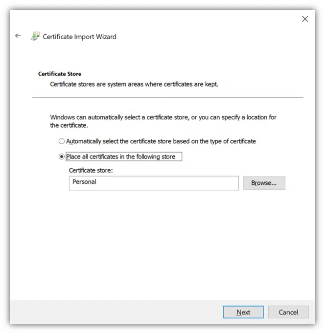 Certificate Import Wizard