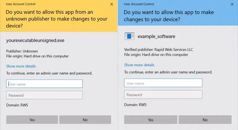 difference between the user account control