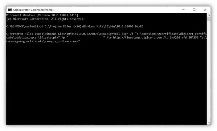 microsoft signtool command line