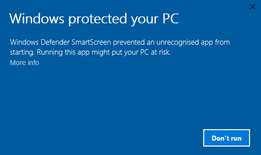 Microsoft SmartScreen Warning