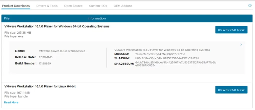 products checksum