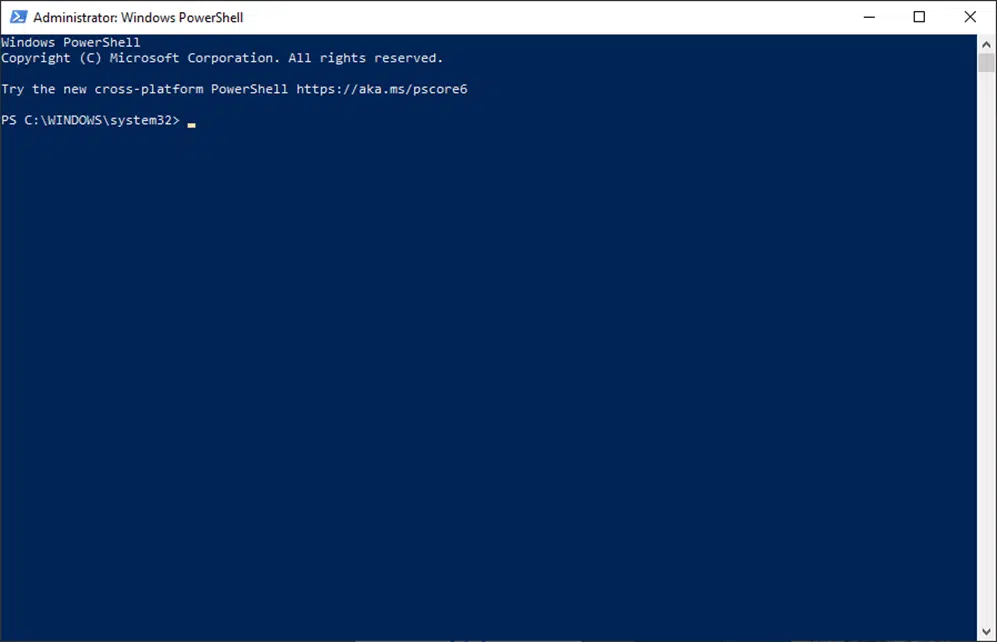 screenshot of windows powershell interface