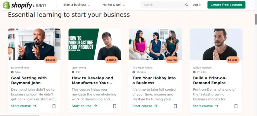 shopify learn courses