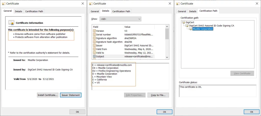 Code signing Certificate Example and Digital Signature