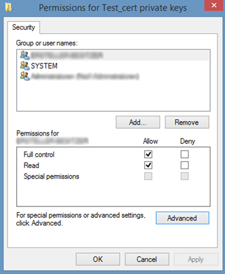 permissions for test cert private keys
