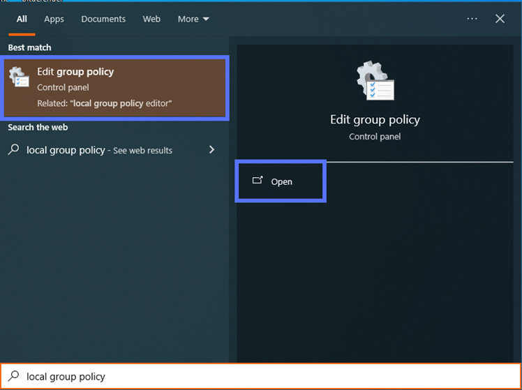 edit the local group policy