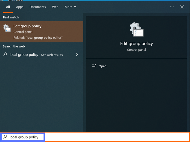 search local group policy