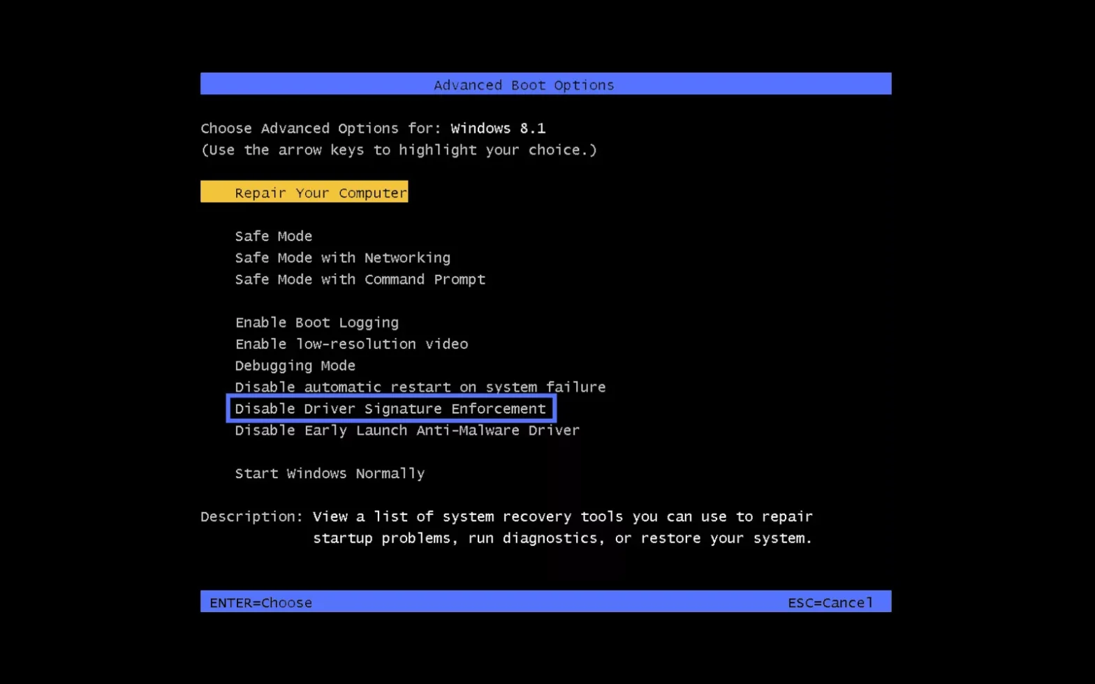 Driver Signature Enforcement for Windows
