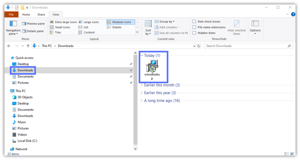 An illustration of the Windows SDK installer file on Windows