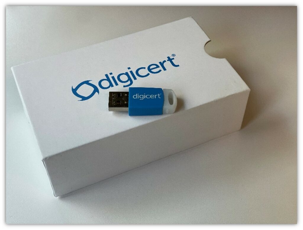 A picture we shot of a DigiCert secure hardware USB token