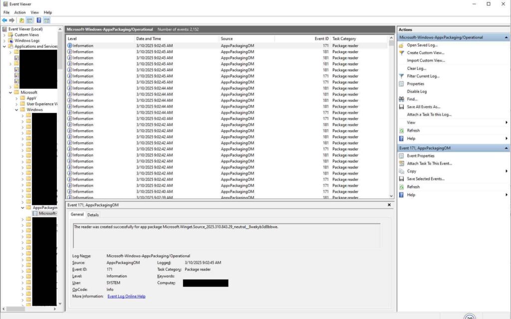 An example screenshot showing the Event Viewer tool in Windows 10