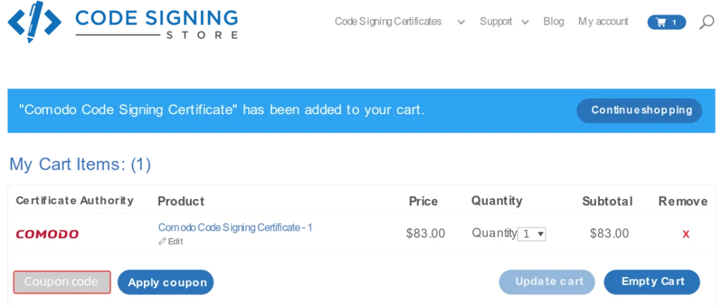 Code Signing Certificate Coupons - Comodo and Sectigo